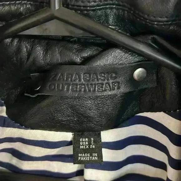 **Host Pick **ZARA BLACK REAL LEATHER BIKER JACKET WITH  STUDS AND PATCHES - Picture 7 of 17